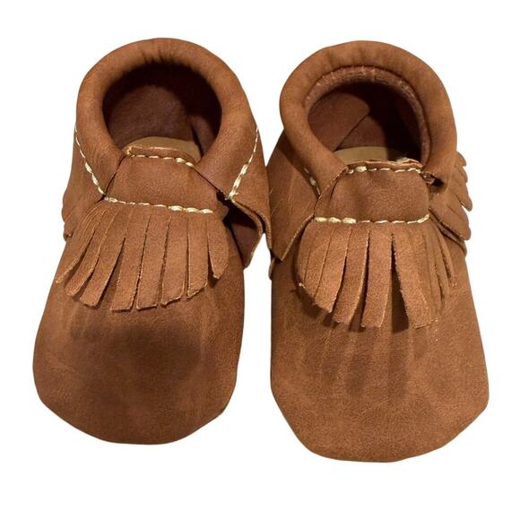 First Steps Baby Fringe Moccasins Shoes In Brown Size 0-6 Months - Picture 2 of 5